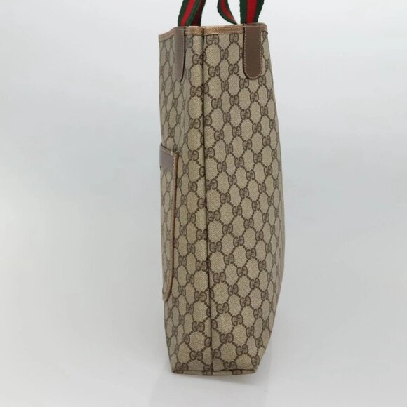 GUCCI GG Supreme Web Sherry Line Tote Bag PVC Beige Gold 39 02 0031 Auth ep9436 - Picture 6 of 16